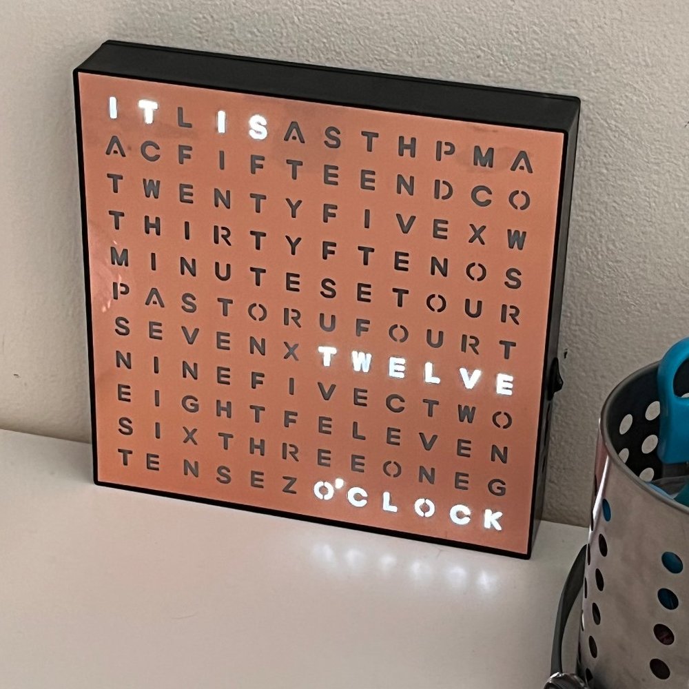 LED Word Desk Clock - LED Text Display - Powered by USB Cable -7.8" X 7.8" X 2" - Picture 9 of 9